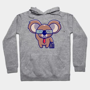 Cute Koala Businessman Holding Suitcase Cartoon Hoodie